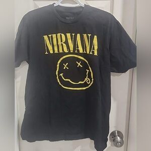 Nirvana Smile Face Logo T-Shirt - Black (Large)